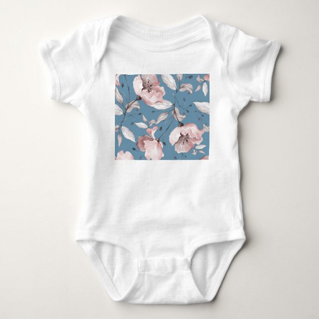 Vår blommor, löv, sömlös design t shirt (Framsida)