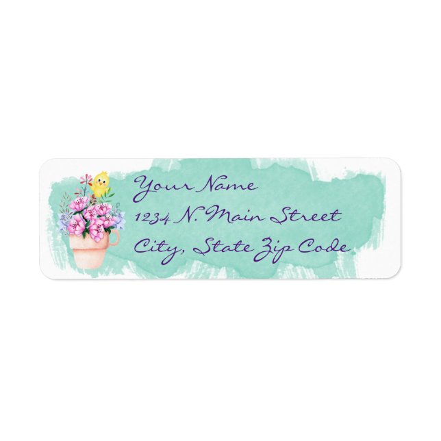 Vår blommor med Gult Returadress Etikett (Framsidan)