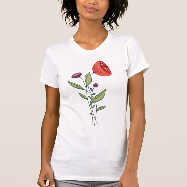 Vår blommor Minimalistisk botanisk konst T Shirt (Framsida)