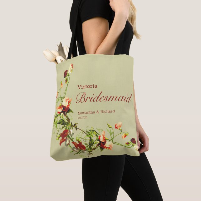 Vår blommor Monogrammed tote-bag Tygkasse (Närbild)