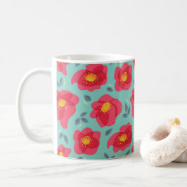 Vår blommor Mönster Blue Rosa Springtime Kaffemugg