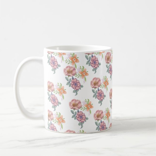 Vår blommor Mönster Kaffemugg (Vänster)
