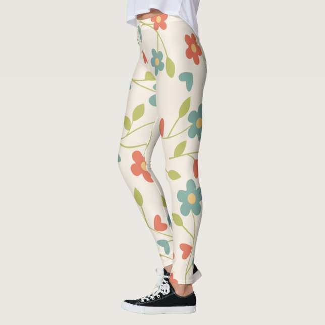Vår blommor Mönster Leggings (Vänster)