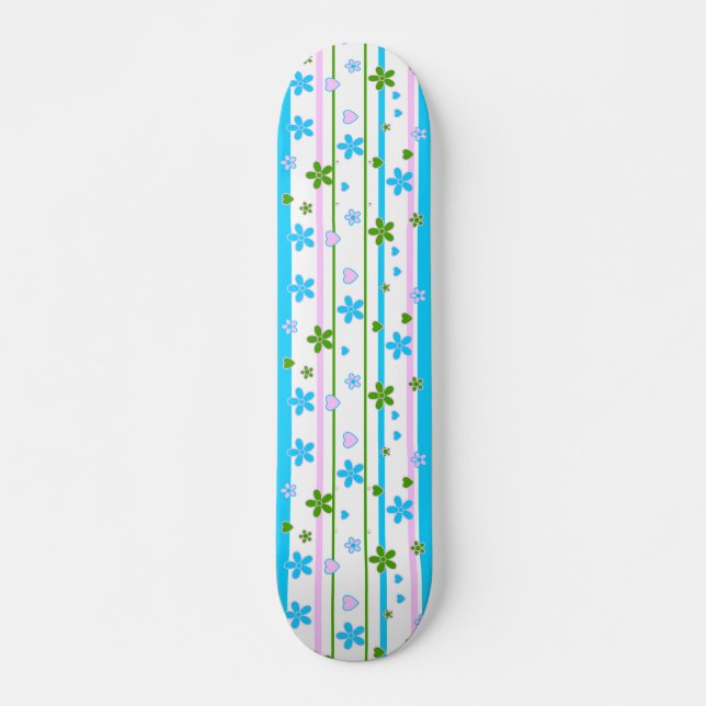 Vår blommor Mönster Old School Skateboard Bräda 18 Cm (Framsida)