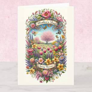 Vår blommor Mors dag Personlig Kort