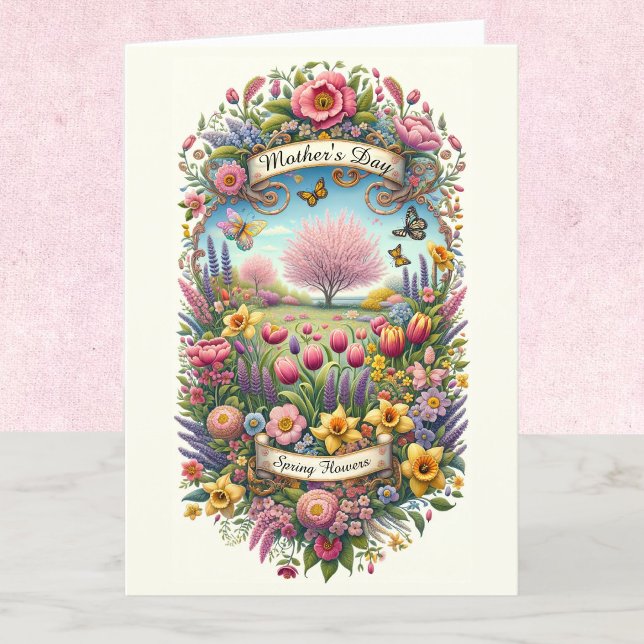Vår blommor Mors dag Personlig Kort (Skapare uppladdad)