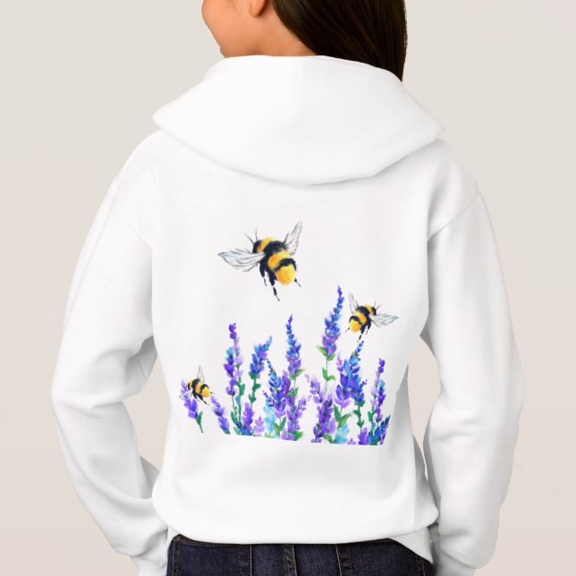 Vår blommor och Bees Hoodie T Shirt (Baksida)