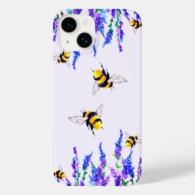 Vår blommor och Bees iphone case (Baksida)