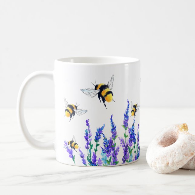 Vår blommor och Bees-kaffe Mugg (Med munk)