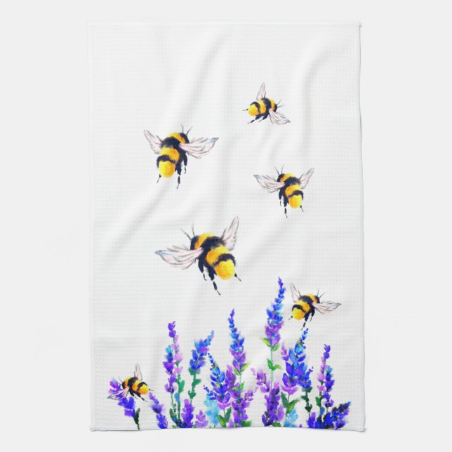 Vår blommor och Bees Kitchen Towel Kökshandduk (Vertikal)