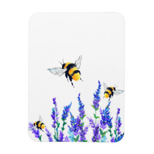 Vår blommor och bin som flyger magnet