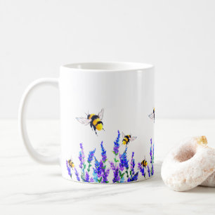 Vår blommor och bin som flyger Mugg