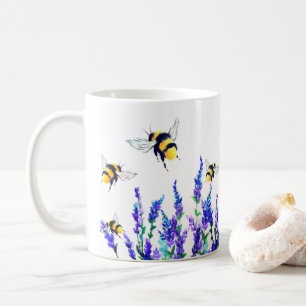 Vår blommor och bin som flyger Mugg