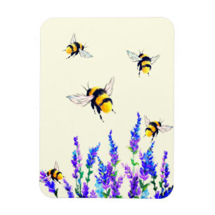 Vår blommor och flygande bin Magnet