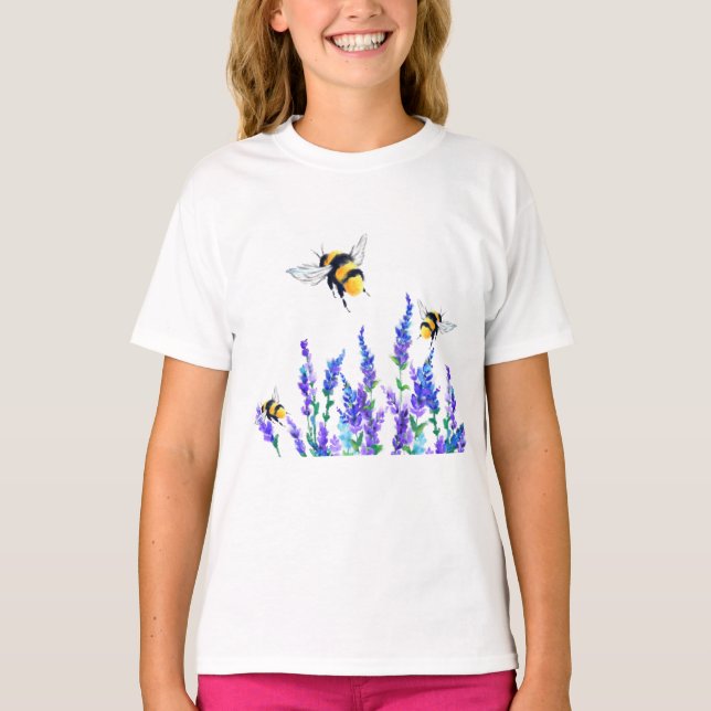Vår blommor och flygbin T-Shirt (Framsida)
