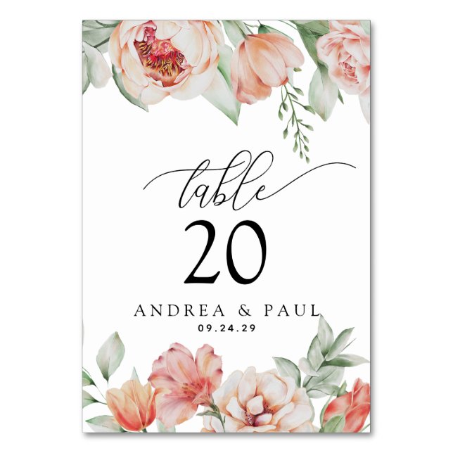 Vår blommor och Grey Bröllop Bordsnummer (Framsidan)