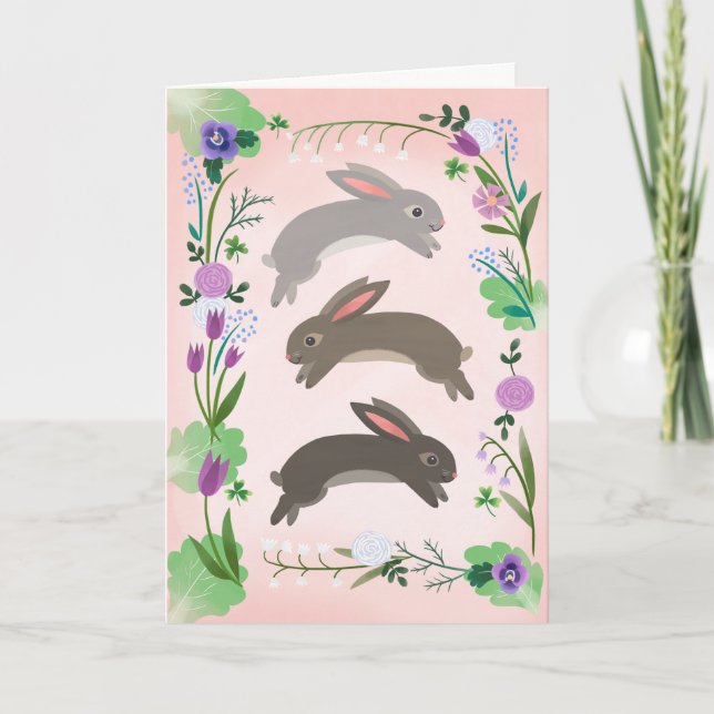 Vår blommor och ledande kaniner | kort (Framsida)