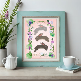 Vår blommor och ledande kaniner | poster