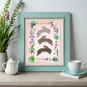 Vår blommor och ledande kaniner poster
