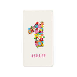 Vår blommor One Girl 1st Birthday Party Adressetikett