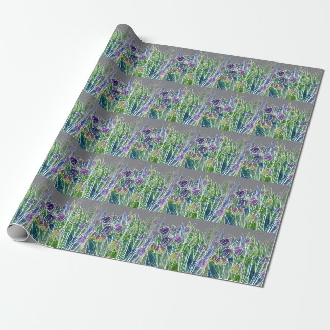 Vår blommor, örter, vattenfärgen, sömlös gräns. presentpapper (Utrullad)