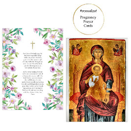 Vår blommor ortodoxt Gravid Prayer Card Placeringskort