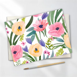 Vår blommor | Pastel Blommigt - vattenfärg Vykort