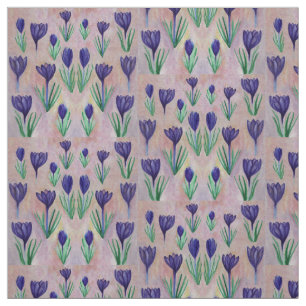 Vår blommor purpurfärgat krokusillustrationtyg tyg