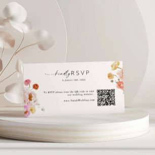 Vår blommor QR-kod OSA Bröllop Tilläggskort