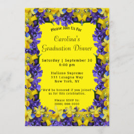 Vår blommor Ram Gult Middag i Studenten Inbjudningar