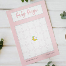 Vår blommor Rosa Butterfly Baby Shower Bingo