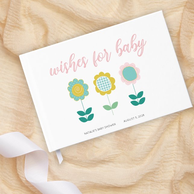 Vår blommor Rosa Butterfly Baby Shower Gästböcker (Skapare uppladdad)