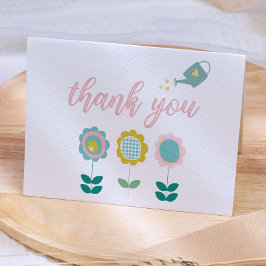 Vår blommor Rosa Butterfly Girl Baby Shower Tack Kort
