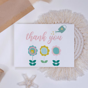 Vår blommor Rosa Butterfly Girl Baby Shower Tack Kort