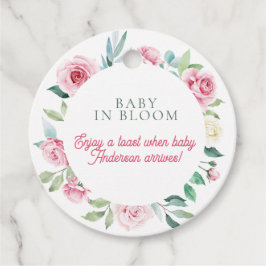 Vår blommor Rosa Circle Girl Baby Shower Gåvor Etiketter