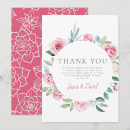 Vår blommor Rosa Circle Girl Baby Shower Tack Kort