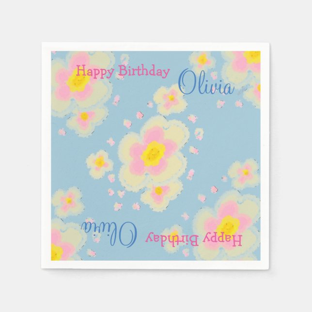 Vår blommor (rosa) pappersservett (Framsidan)