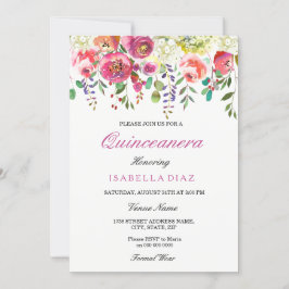 Vår blommor Rosa Peach Quinceanera-inbjudan Inbjudningar