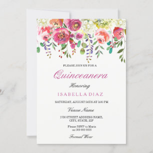 Vår blommor Rosa Peach Quinceanera-inbjudan Inbjudningar