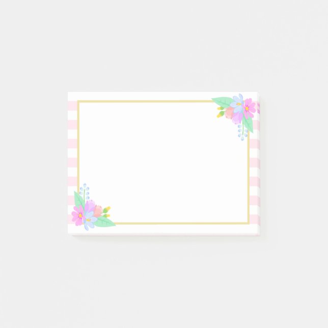 Vår blommor Rosa Rand Post-it® Notes 4 x 3 Post-it Block (Framsida)