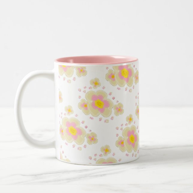 Vår blommor (rosa) Två-Tonad mugg (Vänster)