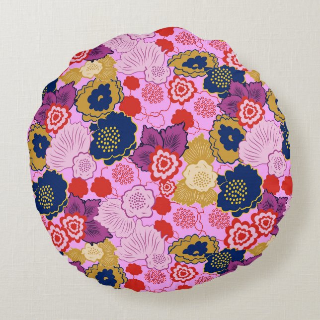 Vår blommor rund kudde (Baksidan)