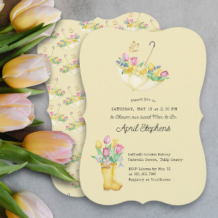 Vår blommor Shower Mamma-to-be-Gult Baby Shower Inbjudningar