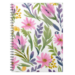 Vår blommor | Söt Pastel Blommigt Vattenfärg Anteckningsbok