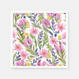 Vår blommor | Söt Pastel Blommigt Vattenfärg Pappersservett