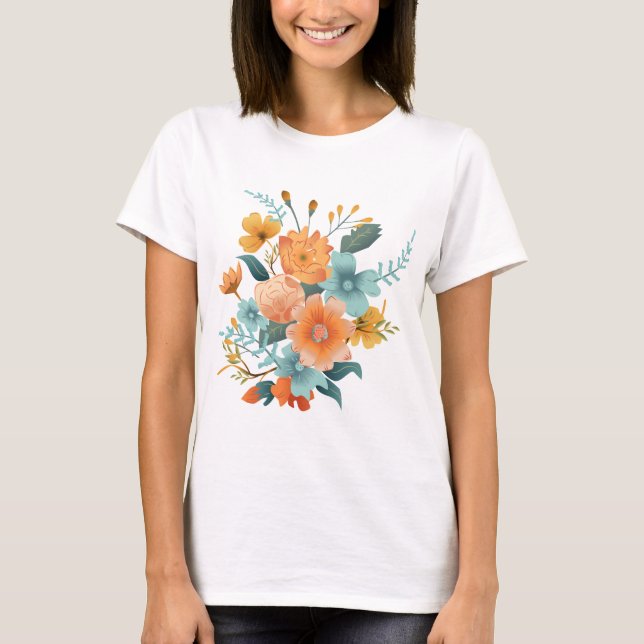 Vår blommor Tema T Shirt (Framsida)