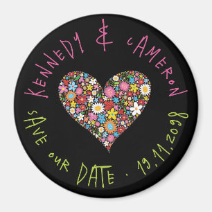 Vår blommor Valentine Heart Kärlek Spara datum Magnet