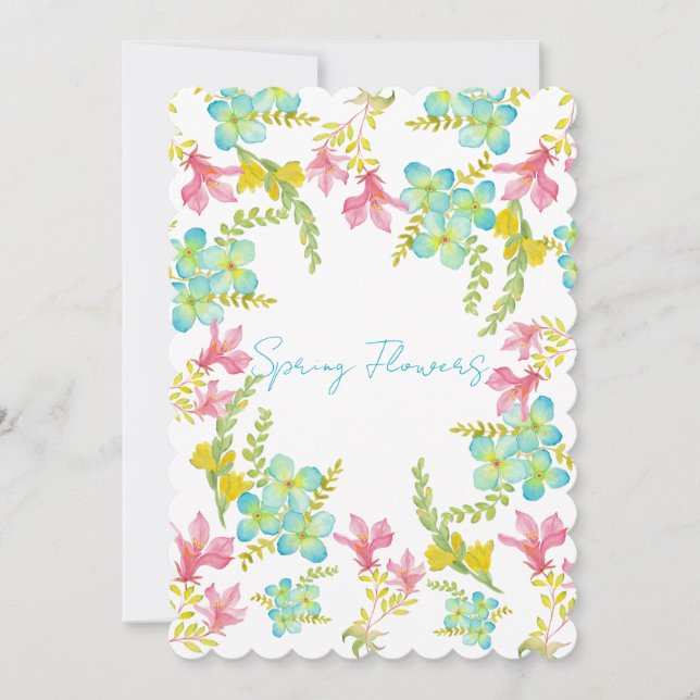Vår blommor vattenfärg inbjudningar (Framsida)