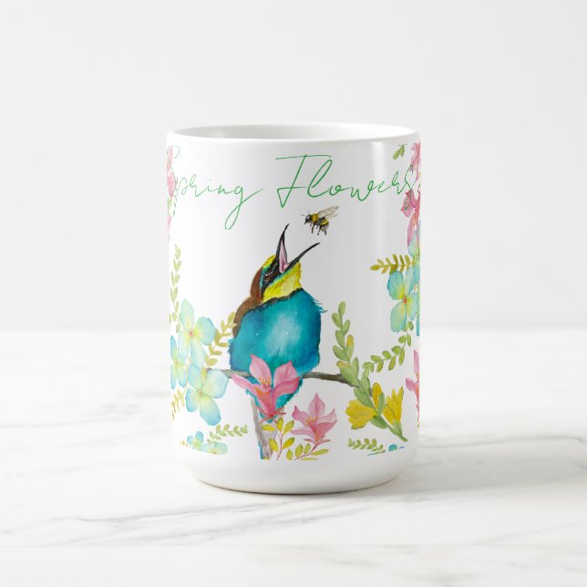 Vår blommor vattenfärg kaffemugg (Center)