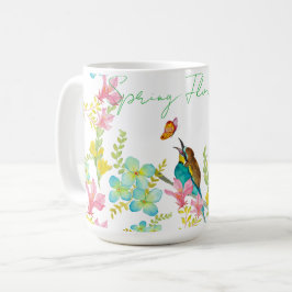 Vår blommor vattenfärg kaffemugg